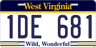 WV license plate 1DE681
