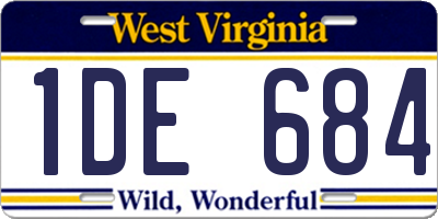WV license plate 1DE684
