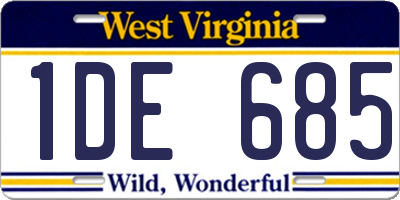 WV license plate 1DE685
