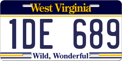 WV license plate 1DE689