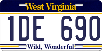 WV license plate 1DE690