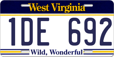 WV license plate 1DE692