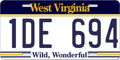 WV license plate 1DE694