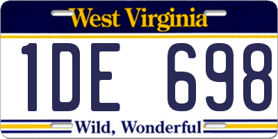 WV license plate 1DE698