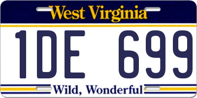 WV license plate 1DE699