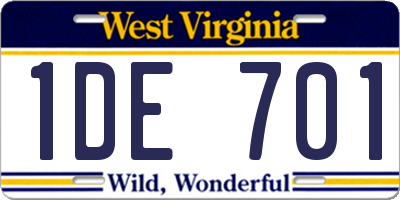 WV license plate 1DE701