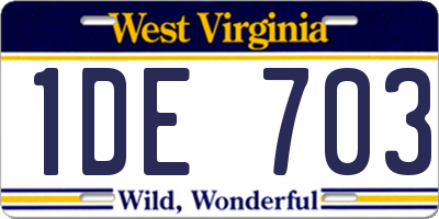 WV license plate 1DE703