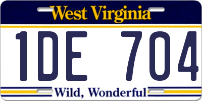 WV license plate 1DE704