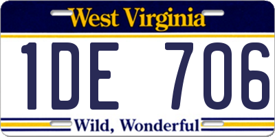 WV license plate 1DE706