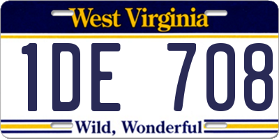 WV license plate 1DE708