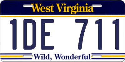 WV license plate 1DE711