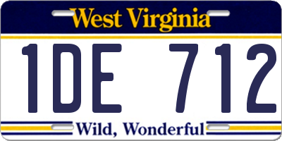 WV license plate 1DE712