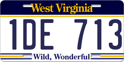 WV license plate 1DE713
