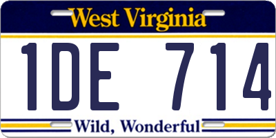 WV license plate 1DE714