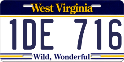 WV license plate 1DE716