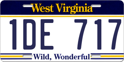 WV license plate 1DE717