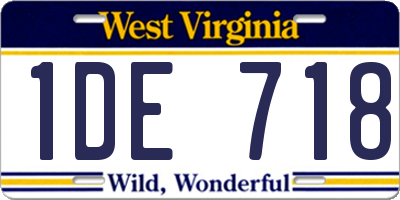 WV license plate 1DE718