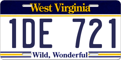 WV license plate 1DE721