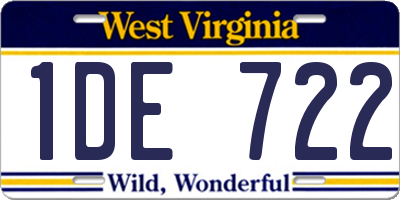 WV license plate 1DE722
