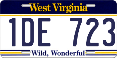 WV license plate 1DE723
