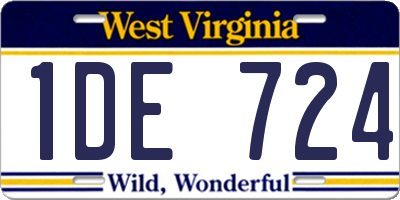 WV license plate 1DE724