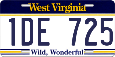WV license plate 1DE725