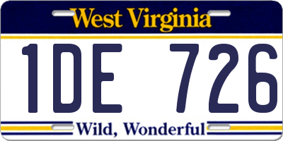 WV license plate 1DE726