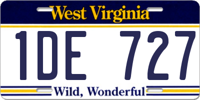 WV license plate 1DE727