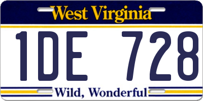 WV license plate 1DE728
