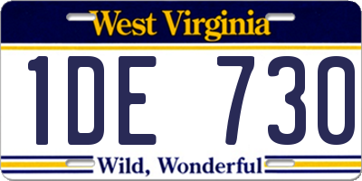 WV license plate 1DE730
