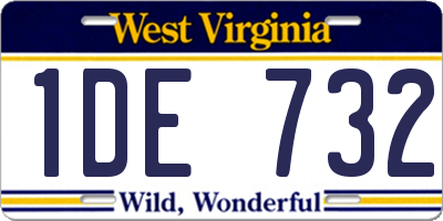 WV license plate 1DE732