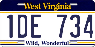 WV license plate 1DE734