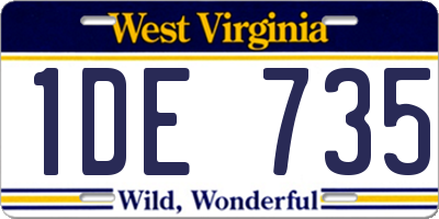 WV license plate 1DE735