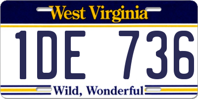 WV license plate 1DE736