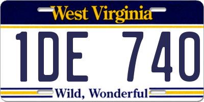 WV license plate 1DE740