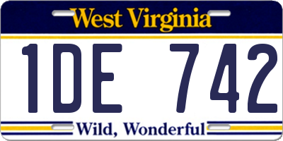 WV license plate 1DE742