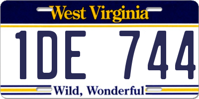 WV license plate 1DE744