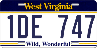 WV license plate 1DE747