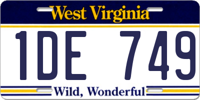 WV license plate 1DE749