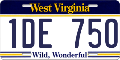 WV license plate 1DE750