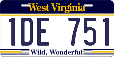 WV license plate 1DE751