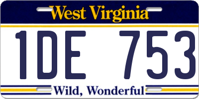 WV license plate 1DE753