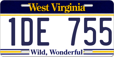 WV license plate 1DE755