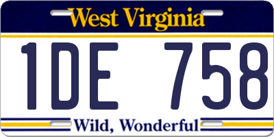WV license plate 1DE758