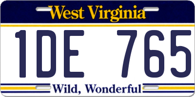 WV license plate 1DE765