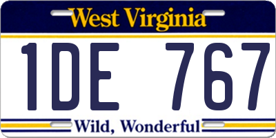 WV license plate 1DE767