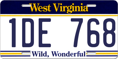 WV license plate 1DE768