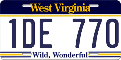 WV license plate 1DE770