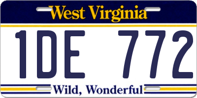 WV license plate 1DE772