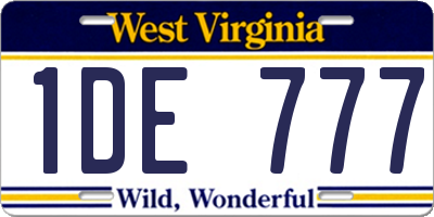WV license plate 1DE777